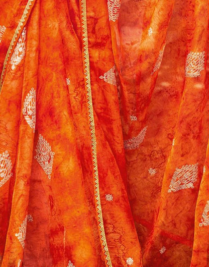 Orange Chiffon Saree | Leemboodi