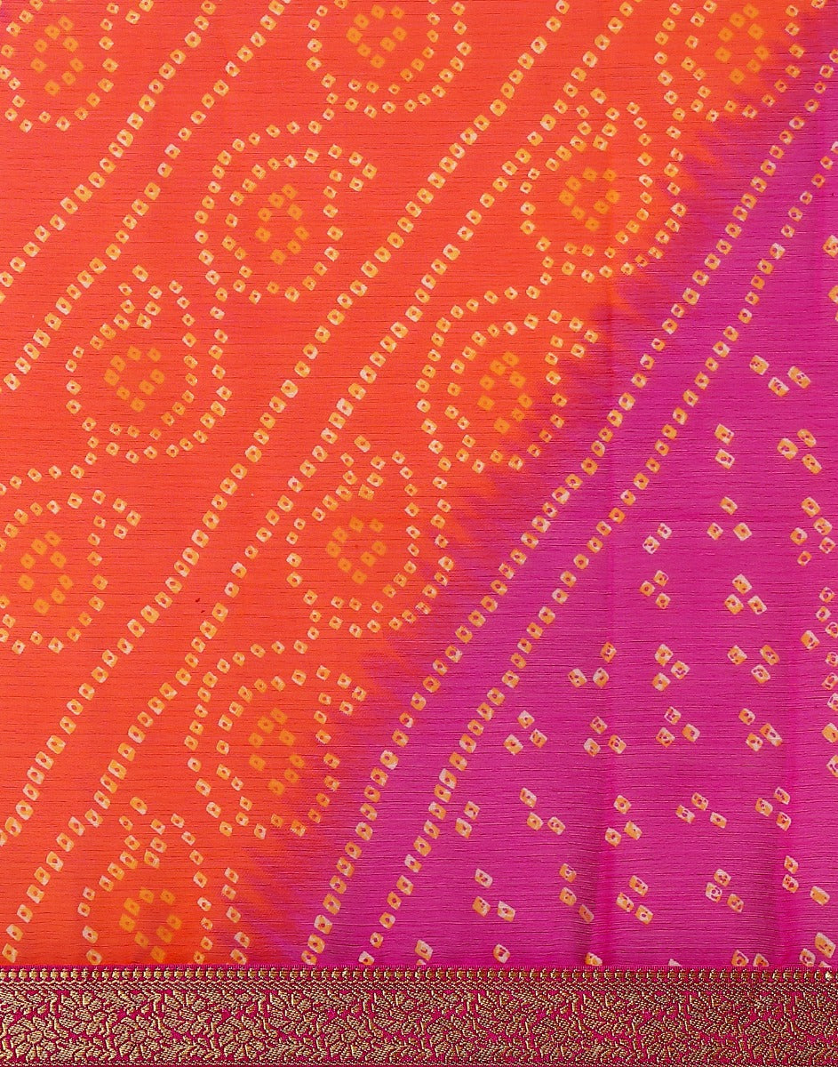 Orange And Pink Bandhani Saree | Leemboodi