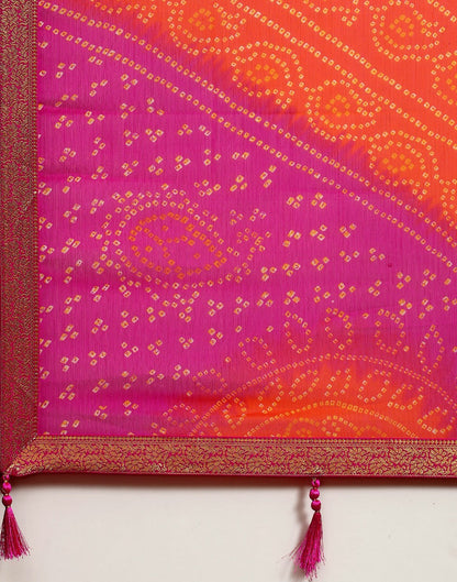 Orange And Pink Bandhani Saree | Leemboodi