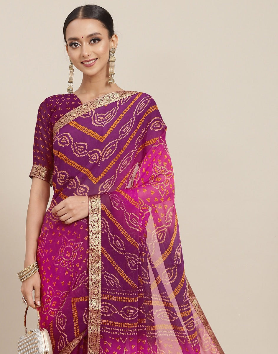 Buy Grey and pink gheecha silk saree Online By Craftiva