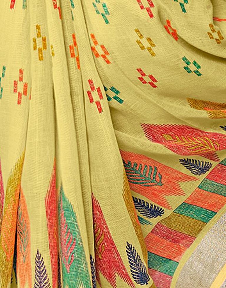 Yellow Linen Saree | Leemboodi