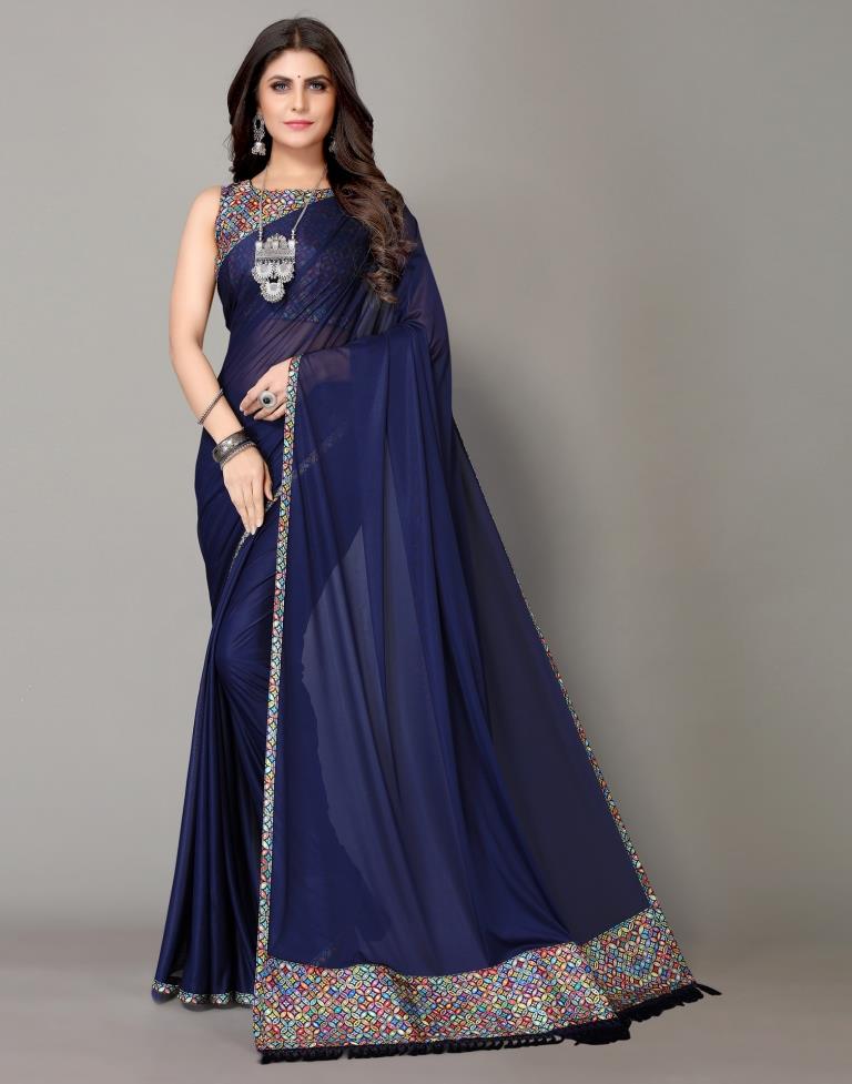 Pin by Rajiya Shekh on girls dp | Royal blue saree, Saree designs, Blue  saree