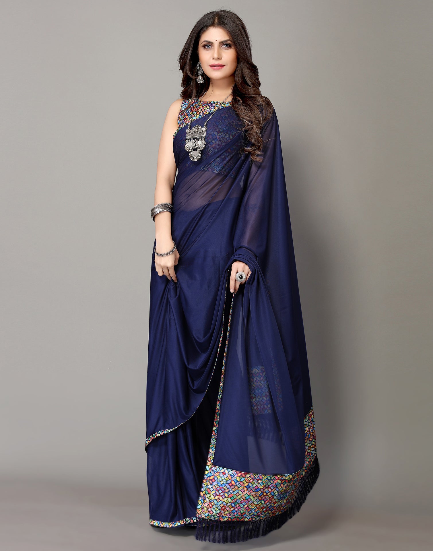 Priya Fashion Printed Designer Light Blue Saree at Rs 750 | Surat | ID:  12363592630