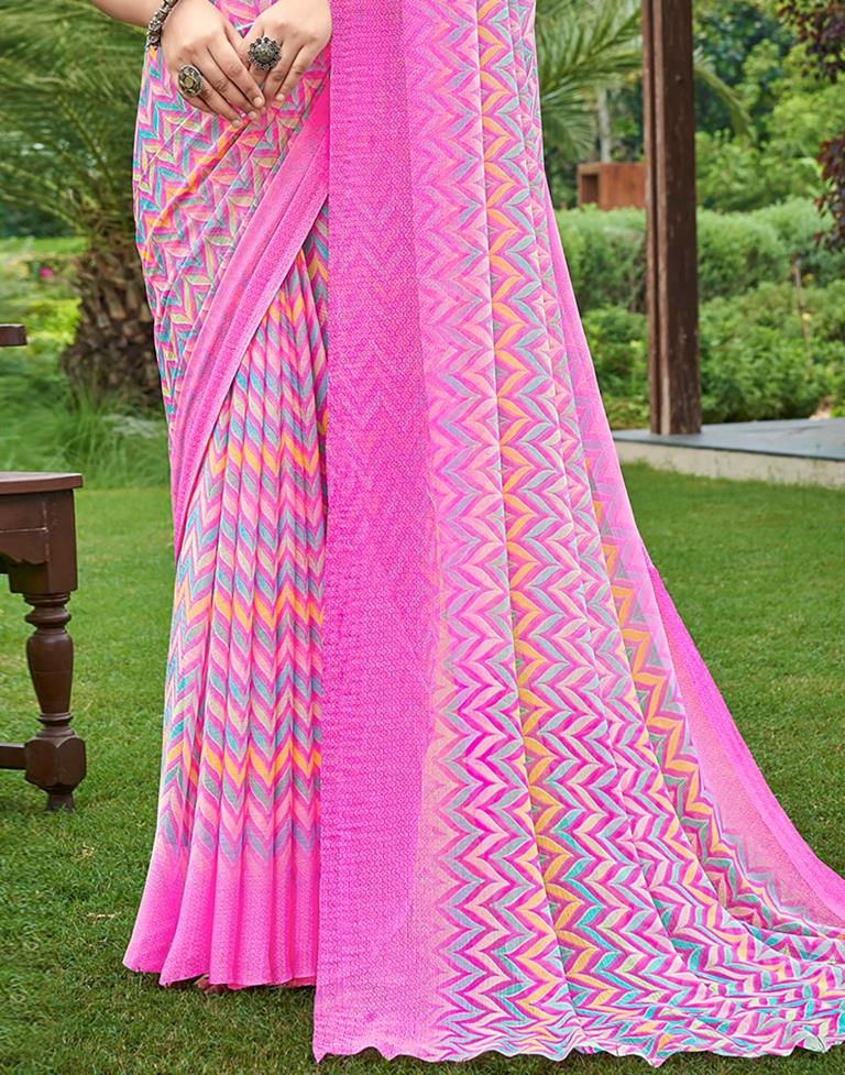 Pink Printed Saree | Leemboodi