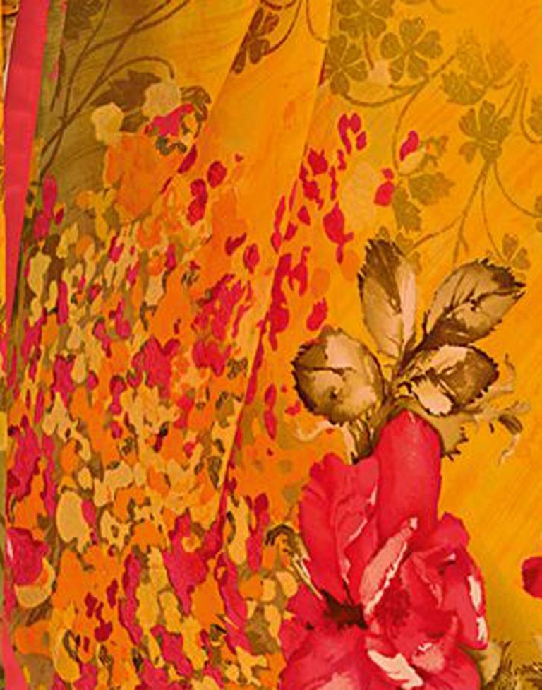 Yellow Floral Printed Saree | Leemboodi