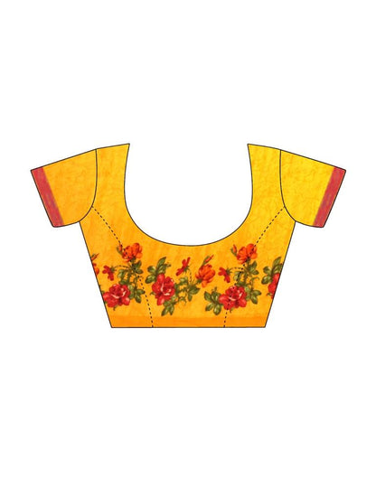 Yellow Floral Printed Saree | Leemboodi