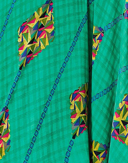 Turquoise Green Printed Saree | Leemboodi