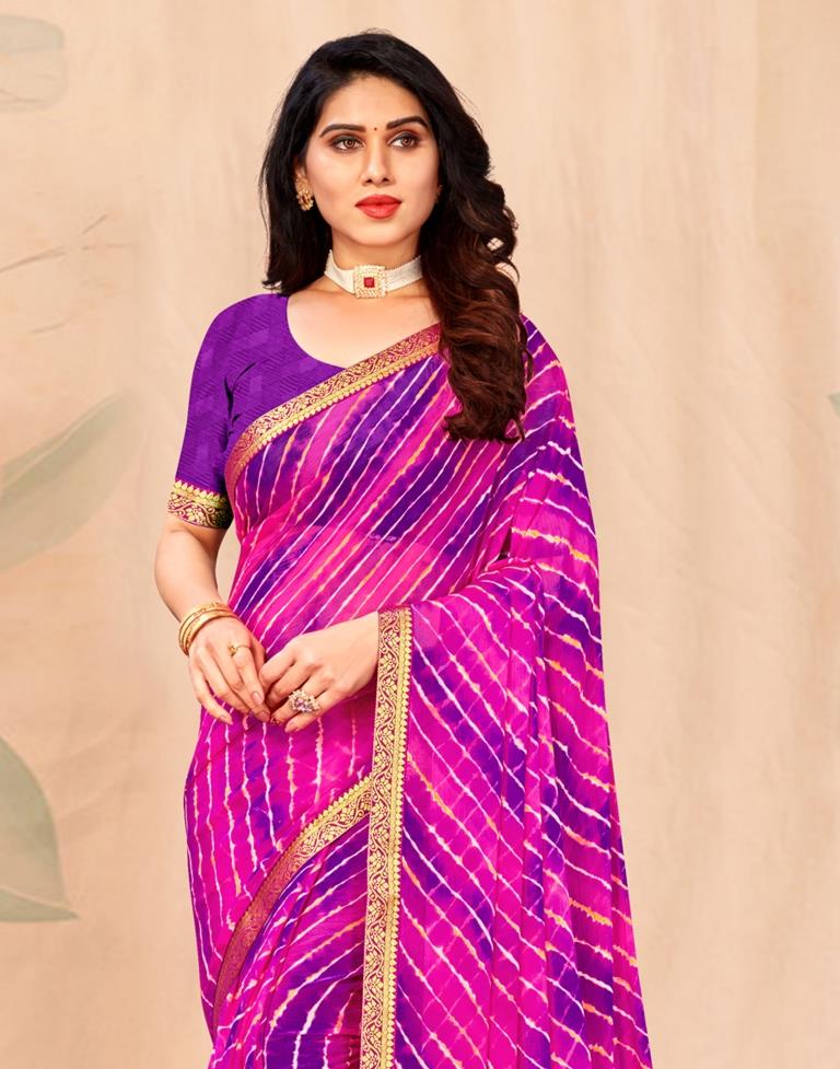 Buy online Purple Cotton Leheriya Saree from ethnic wear for Women by  Jaipurkurti for ₹1569 at 40% off | 2024 Limeroad.com