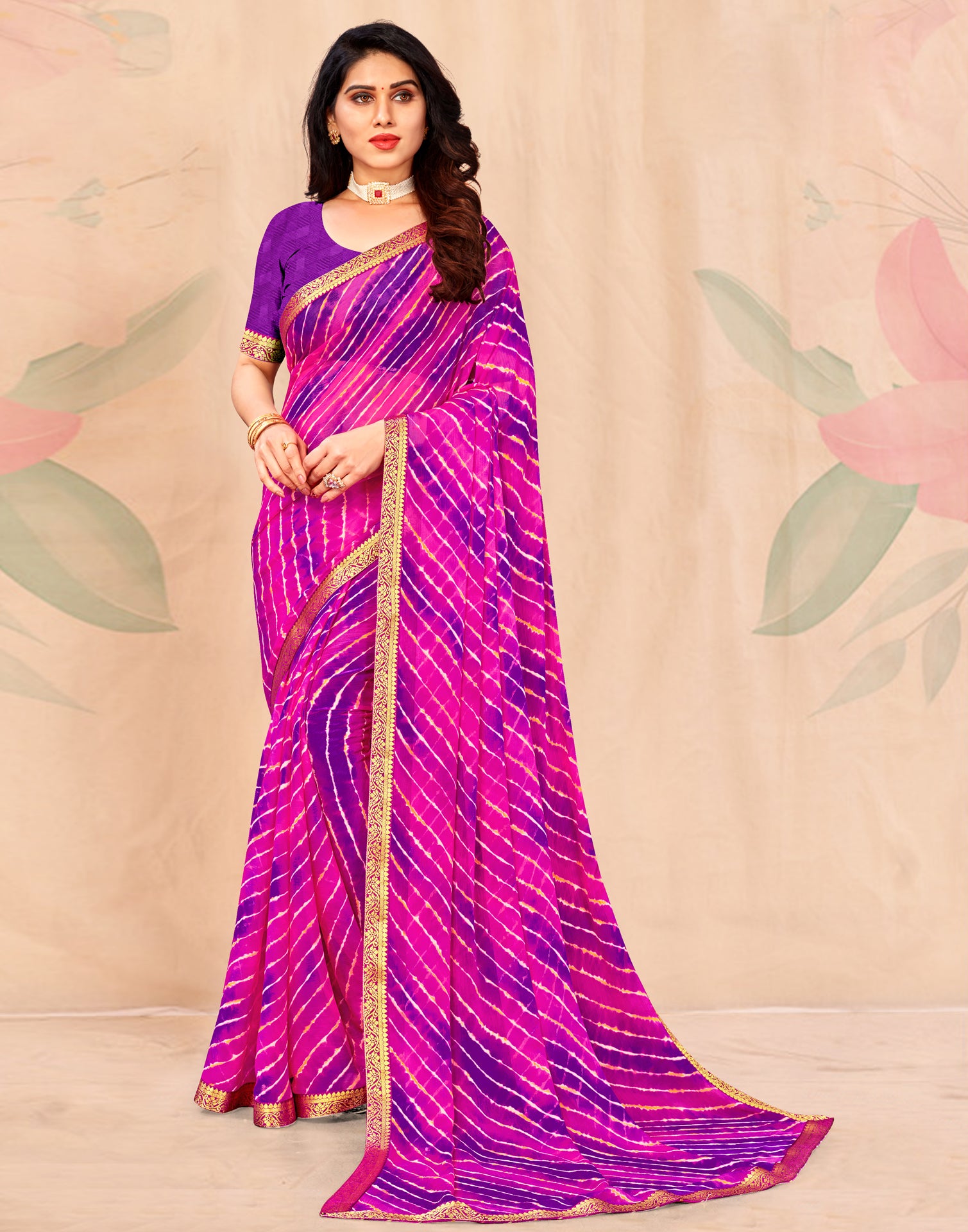 Ravishing Purple Georgette Leheriya Ceremony Wear Saree | Baby pink saree,  Party wear sarees, Trendy sarees