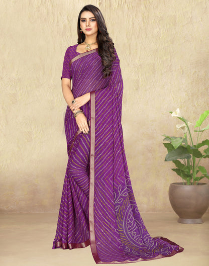 Purple Chiffon Bandhani Saree | Leemboodi
