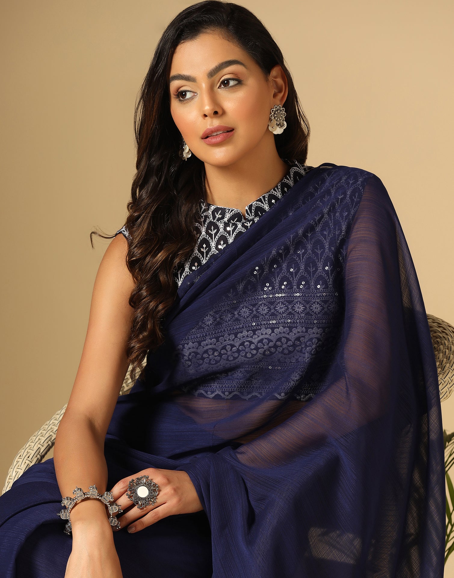 Buy Blue Sarees for Women by Blissta Online | Ajio.com