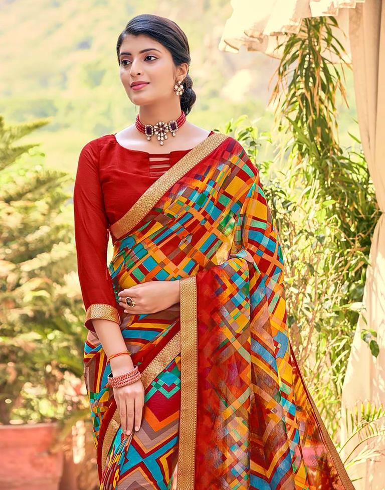 Flaunt the Geometric Print Sarees in Style!! – South India Fashion