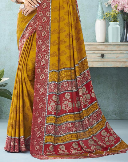 Mustard Printed Saree | Leemboodi