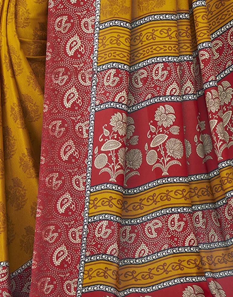 Mustard Printed Saree | Leemboodi