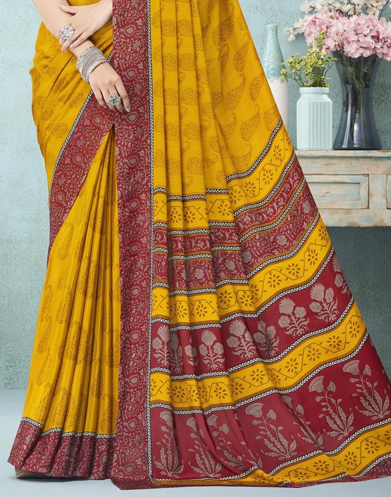 Mustard Printed Saree | Leemboodi