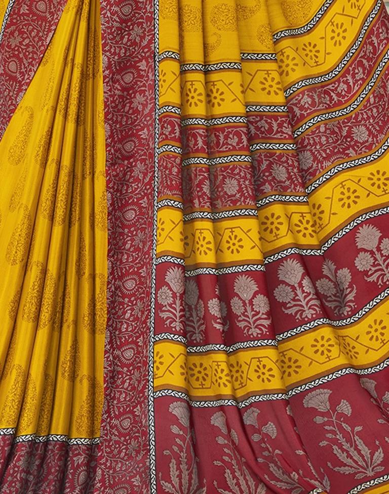 Mustard Printed Saree | Leemboodi