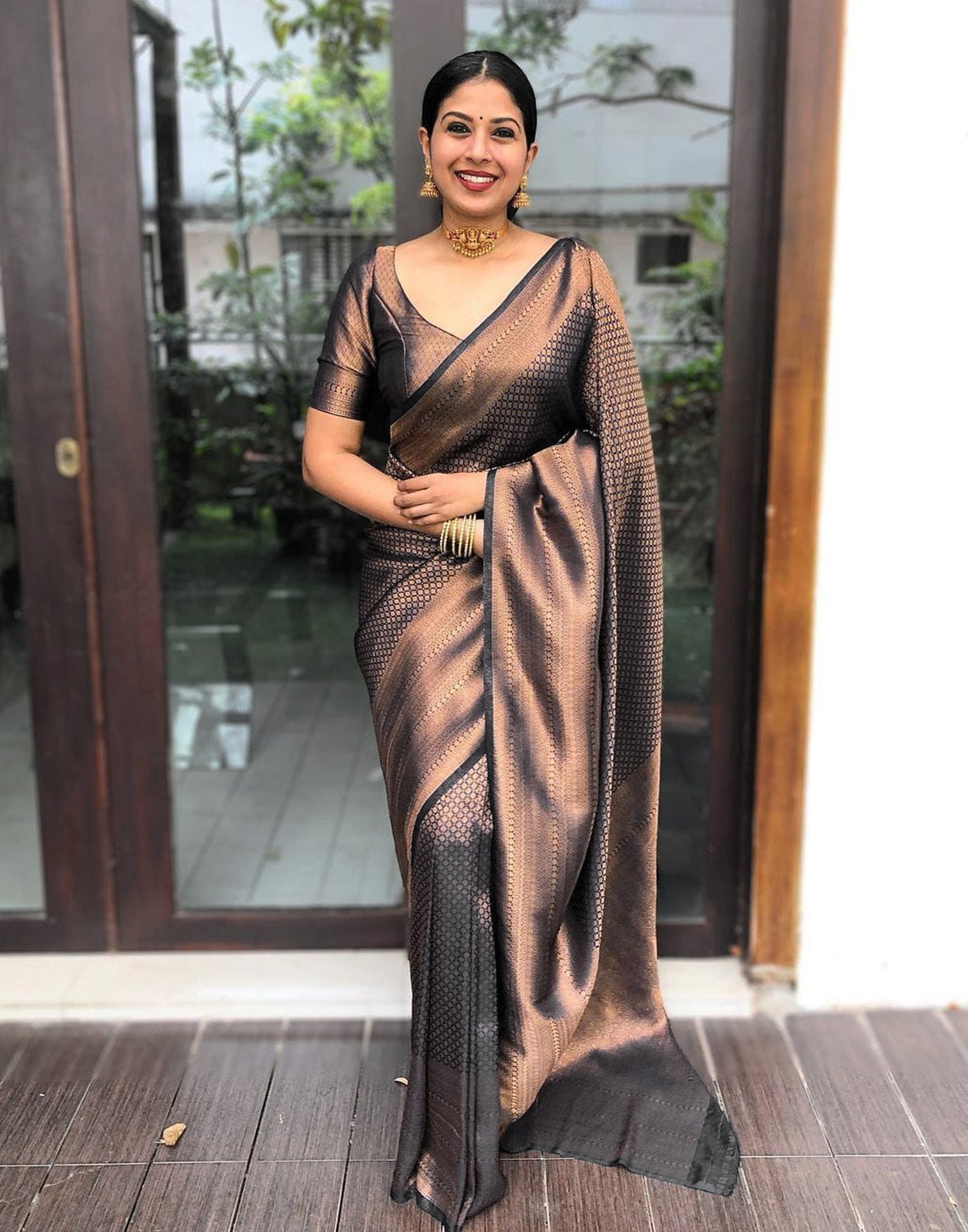 Dark blue 2025 kanjeevaram saree