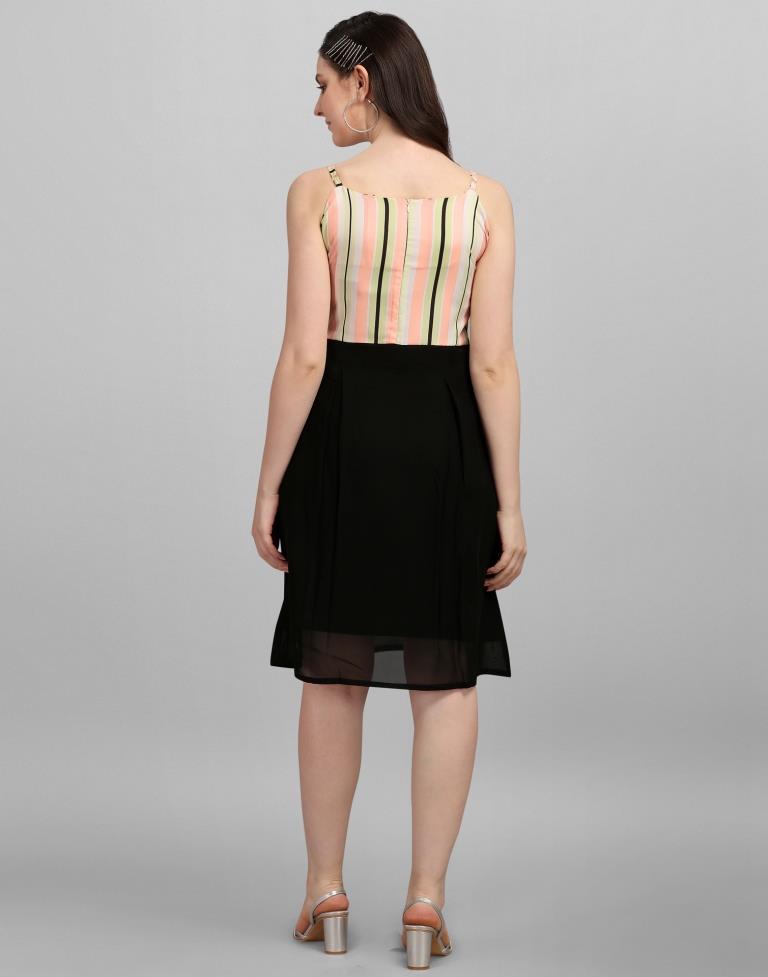 Black Coloured Crepe Printed Dress | Leemboodi