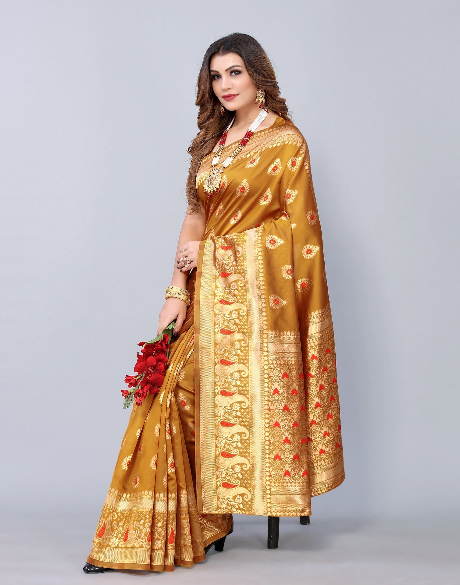 Buy Pick Any 1 Banarasi Jacquard Saree with Blouse Piece (BJS-1) Online at  Best Price in India on Naaptol.com