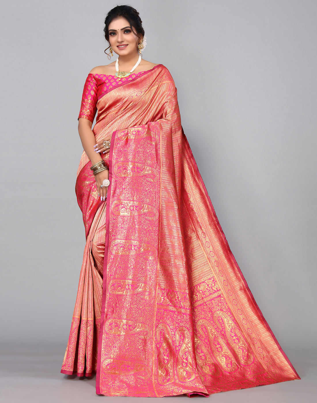 Pink Kanjivaram Silk Saree | Leemboodi