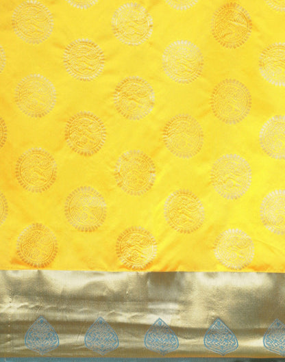 Yellow Banarasi Silk Saree | Leemboodi