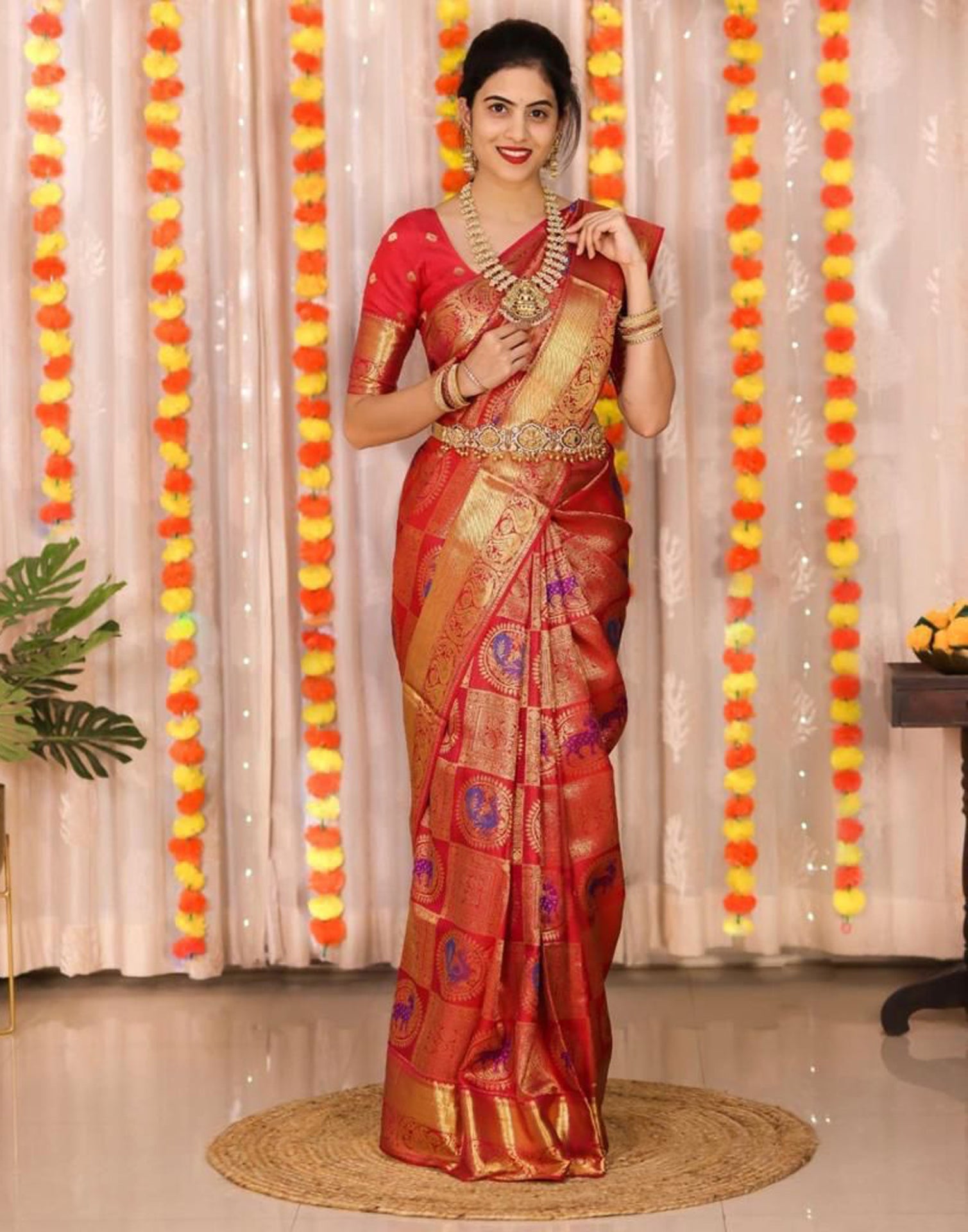 Maroon wedding clearance pattu saree