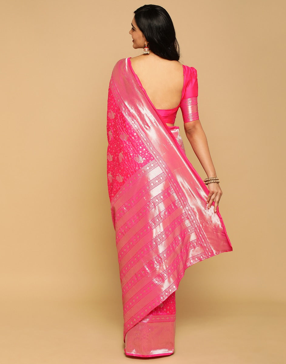Pink Banarasi Silk Saree | Leemboodi