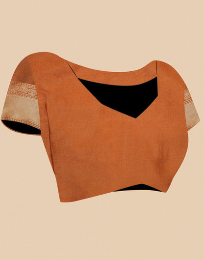 Rust Orange Banarasi Silk Saree | Leemboodi