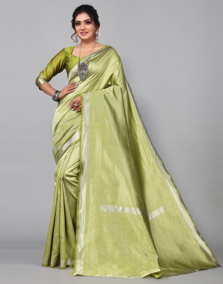 Lime Green Kanjivaram Silk Saree | Leemboodi