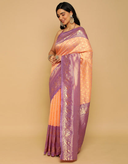 Peach Kanjivaram Silk Saree | Leemboodi