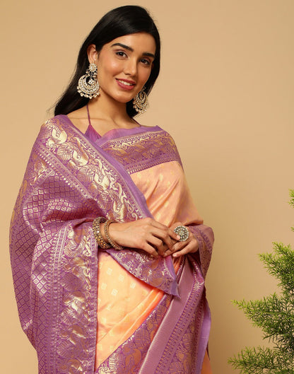 Peach Kanjivaram Silk Saree | Leemboodi