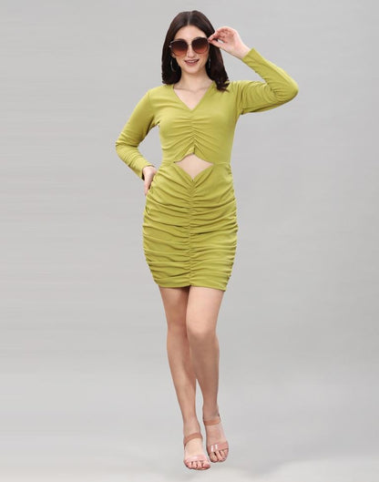 Pine Green Ribbed Bodycon Dress | Leemboodi