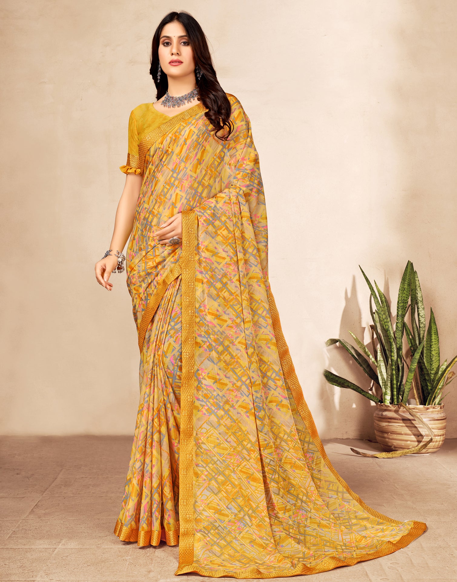 Buy Yellow & beige ombre saree (Blouse not included) | Designer Wear |  TheHLabel