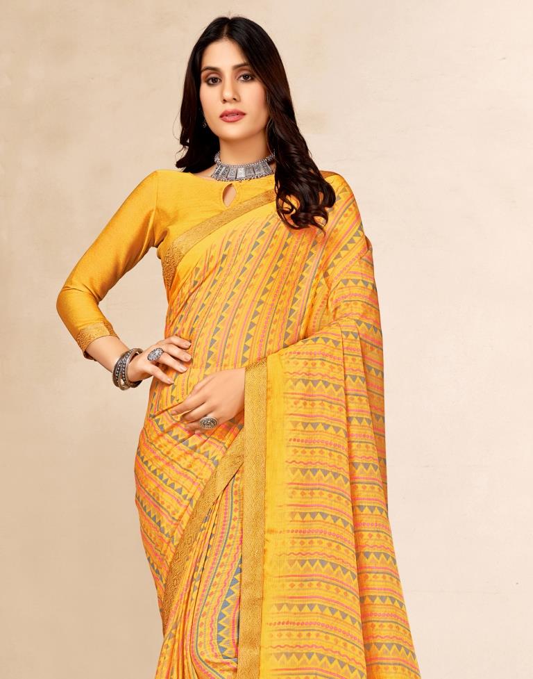 Light Yellow Chiffon Saree – Via East