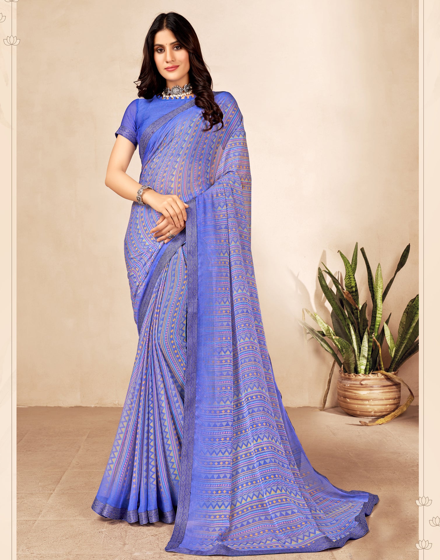 Lavender Organza Saree With Green Blouse – RawaazFashion