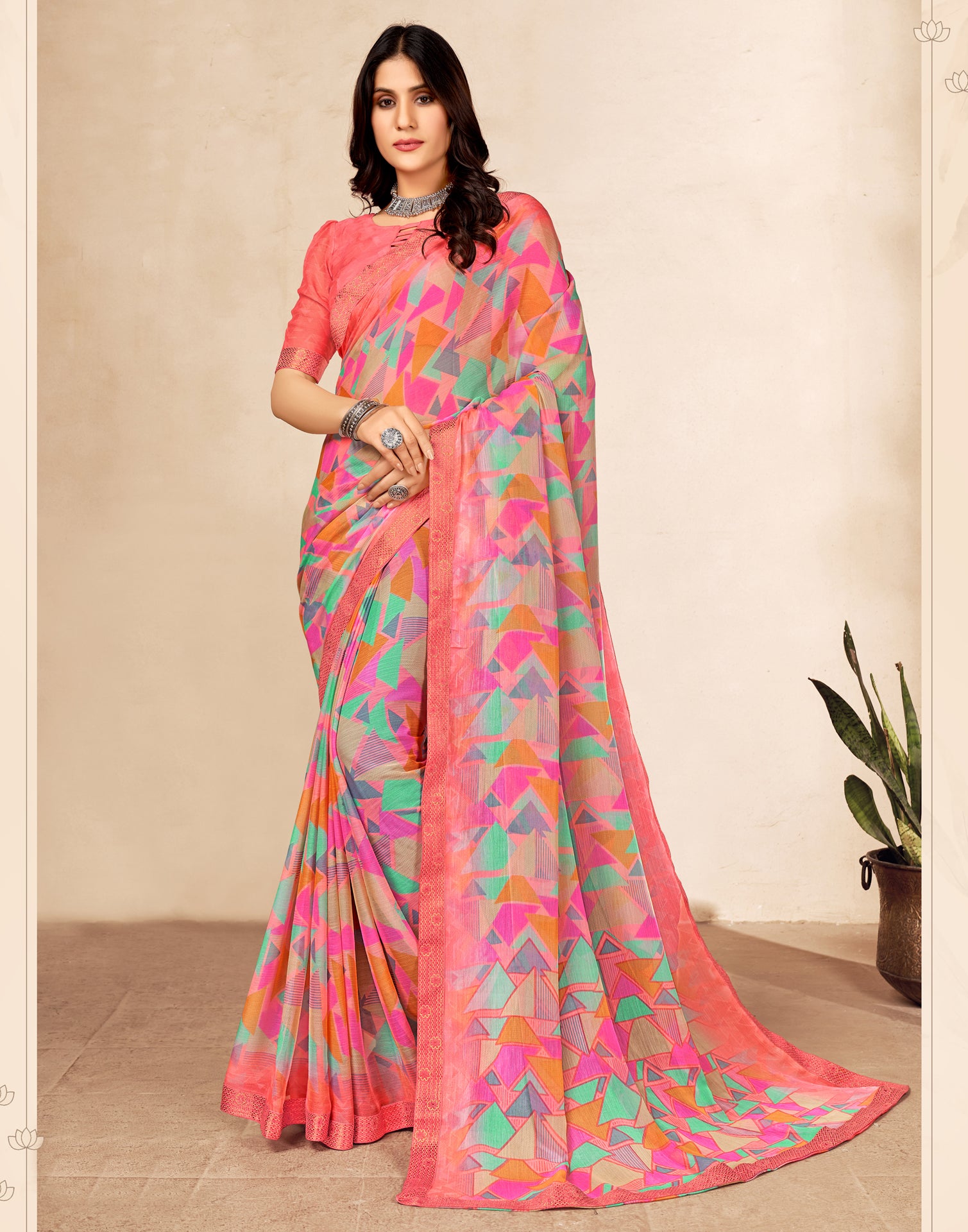 Jashna Pink Chiffon Saree – YUVTI by Bhupendra Singh