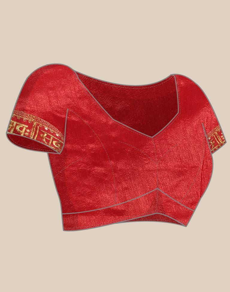 Light Red Cotton Embroidery Saree | Leemboodi