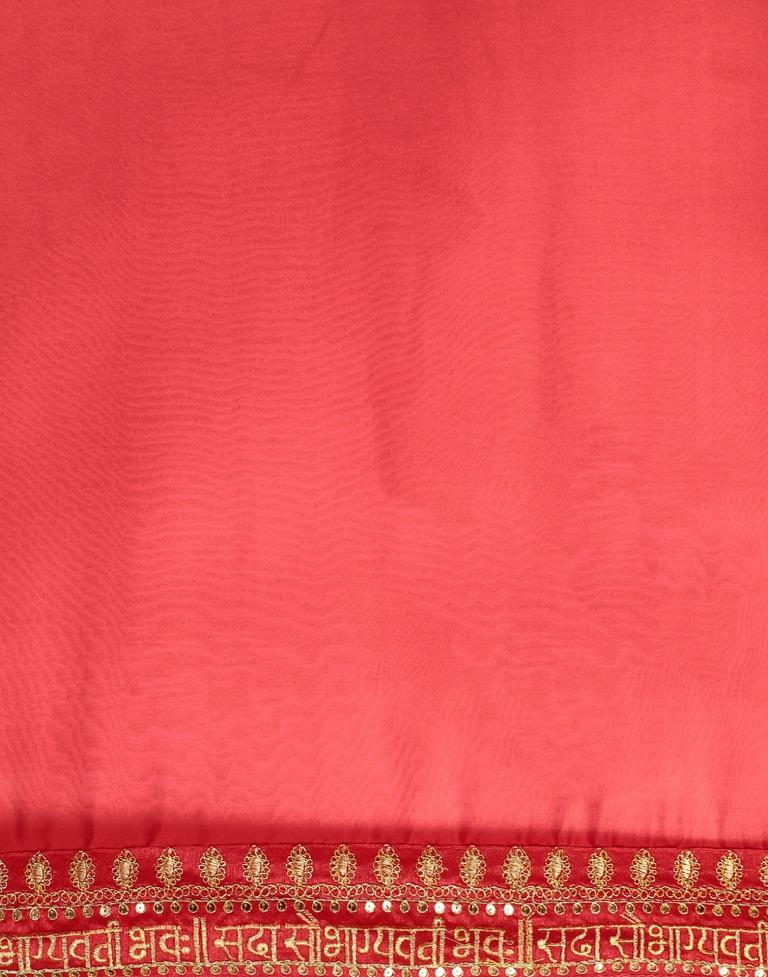 Red Georgette Embroidery Saree | Leemboodi