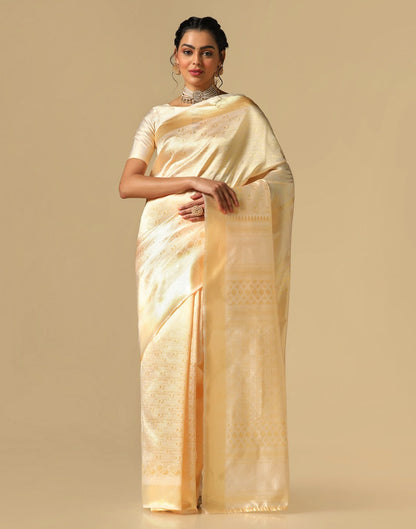 Cream Kanjivaram Silk Saree | Leemboodi