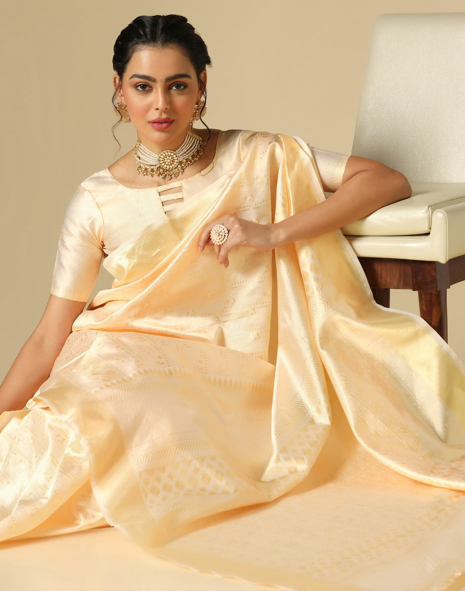 Cream Colour Silk Saree.