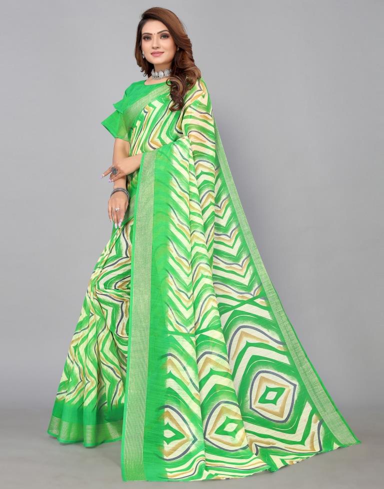 Parrot Green Chettinadu cotton saree