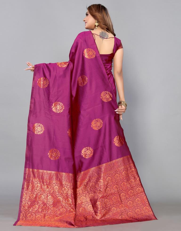 Magenta banarasi silk festival wear saree 3013