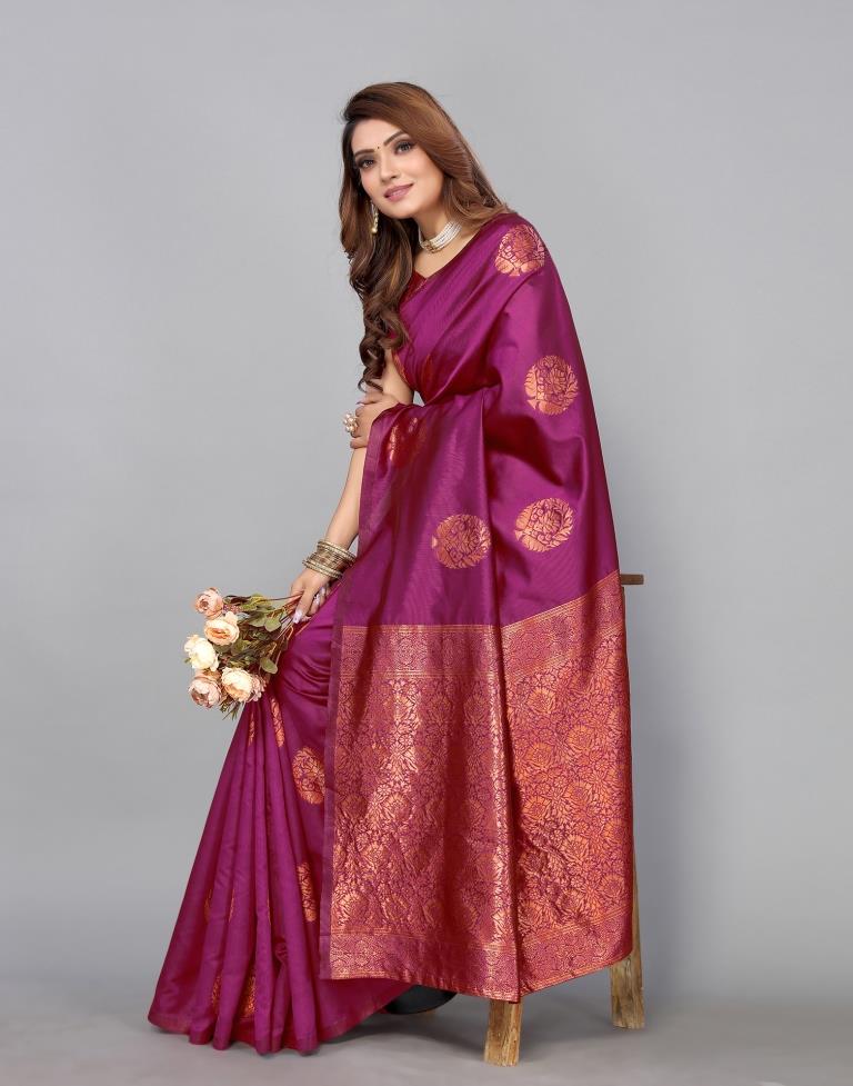 Buy Saree Mall Magenta Ethnic Motifs Zari Silk Blend Banarasi Saree For  Women Online at Best Price | Distacart