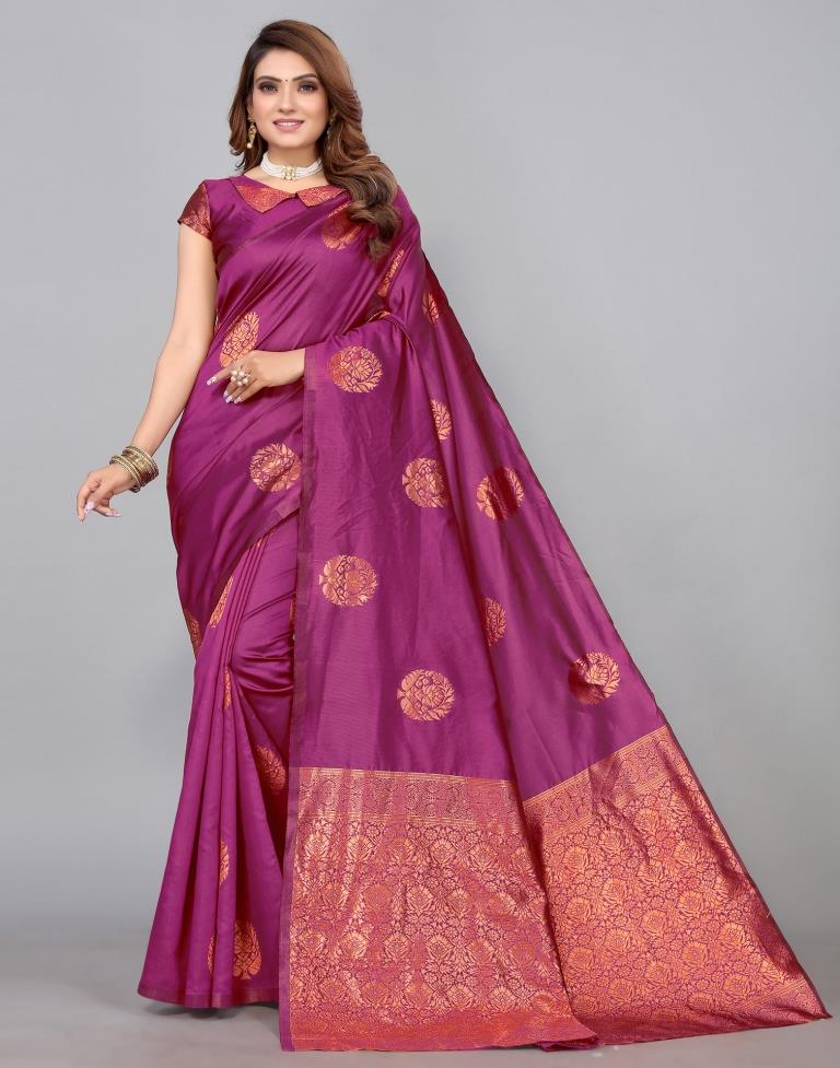 Magenta Banarasi Silk Saree | Leemboodi