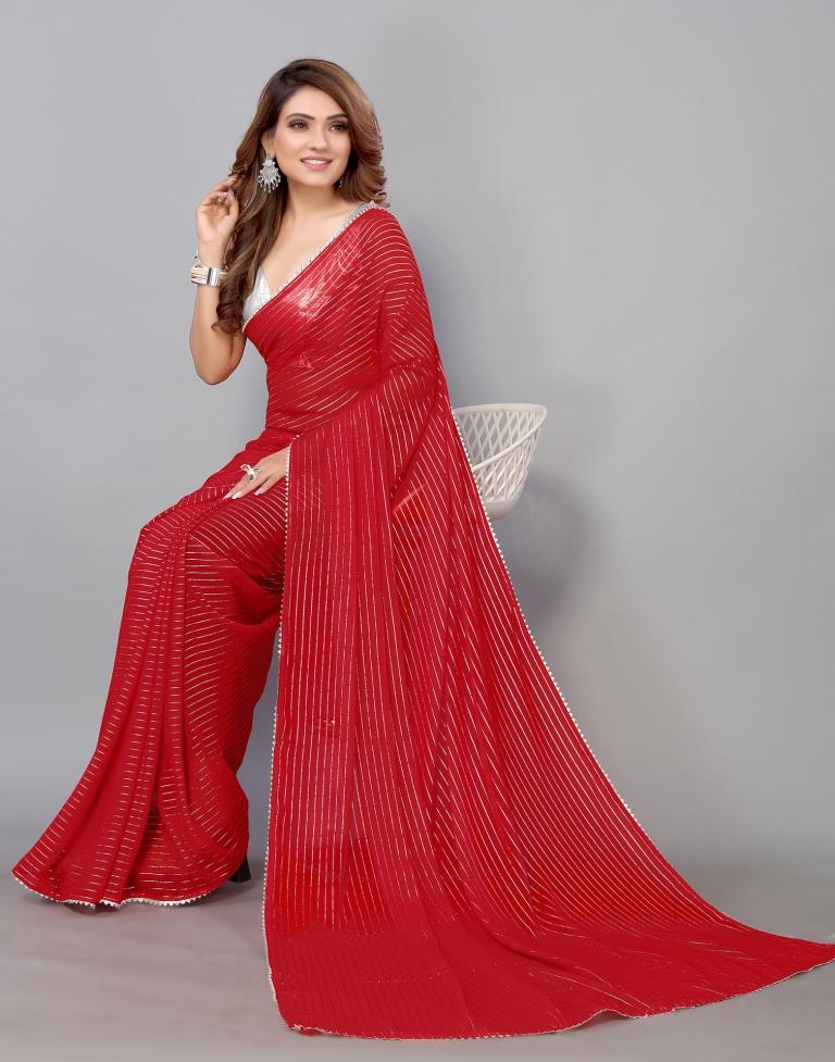 80% OFF on Victory Red Plain Pure Chiffon Saree With Blouse Piece on  Snapdeal | PaisaWapas.com