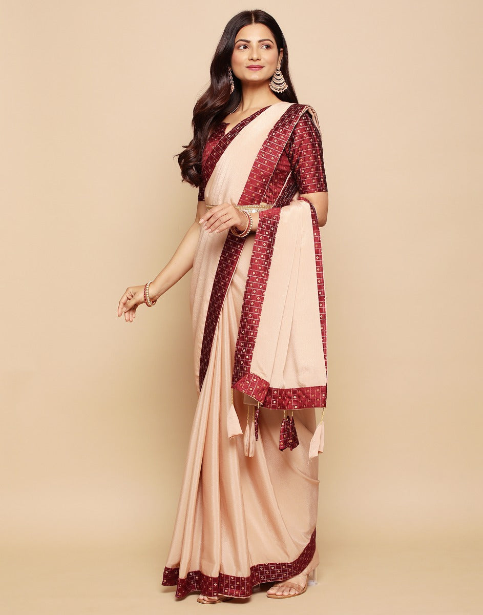 Red Plain Silk Saree | Leemboodi