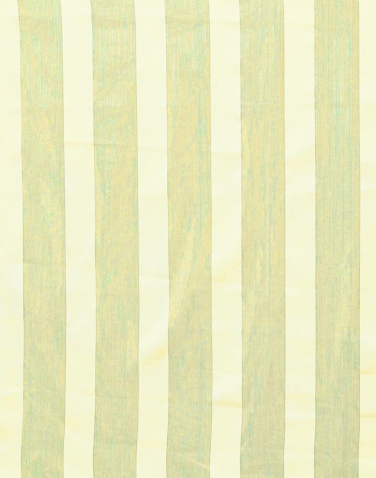 Light Yellow Striped Woven Saree | Leemboodi