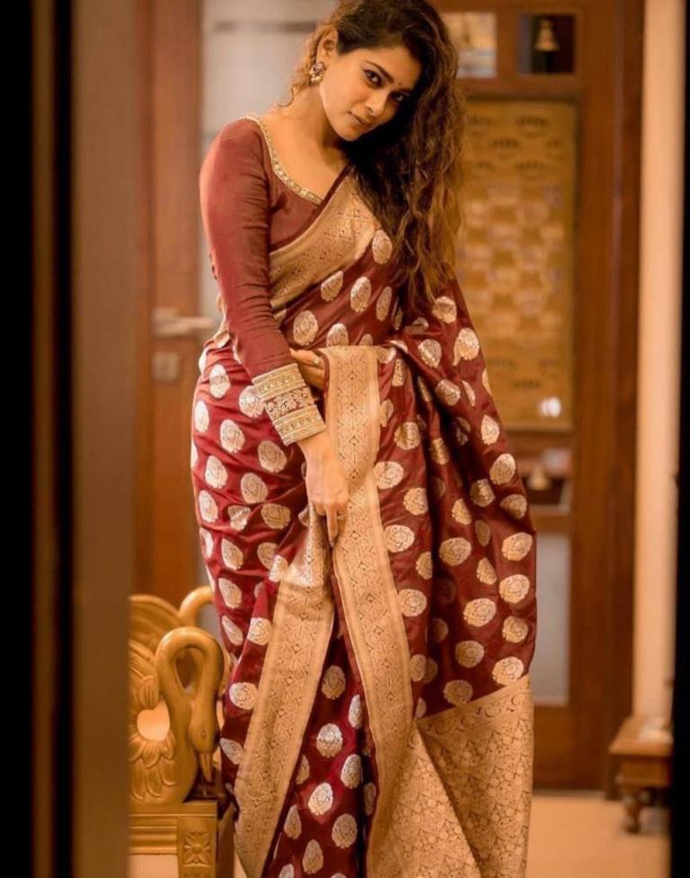 Maroon Kanjivaram Silk Saree | Leemboodi