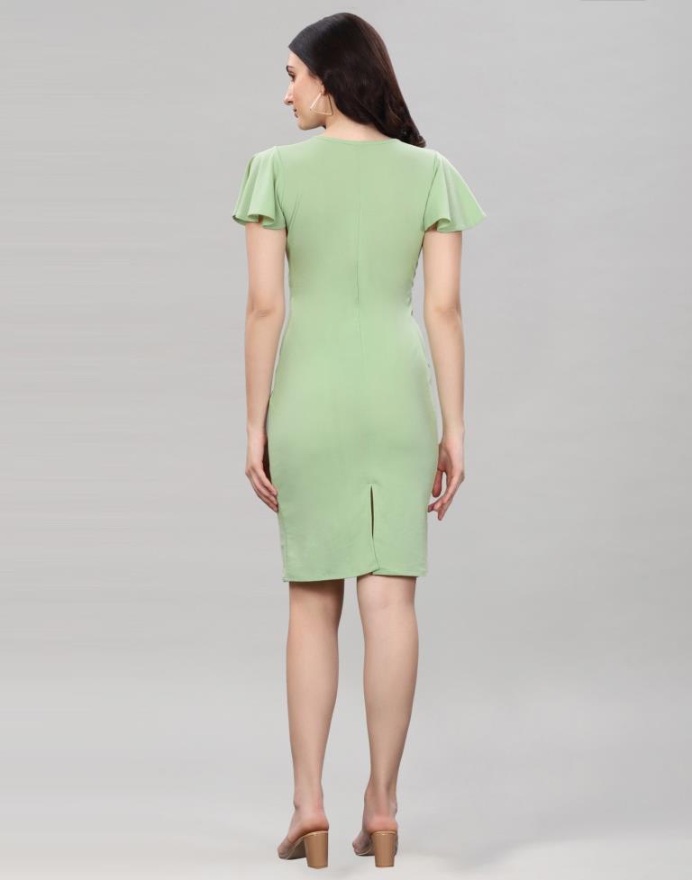 Pista Green Bell Sleeve Bodycon Dress | Leemboodi