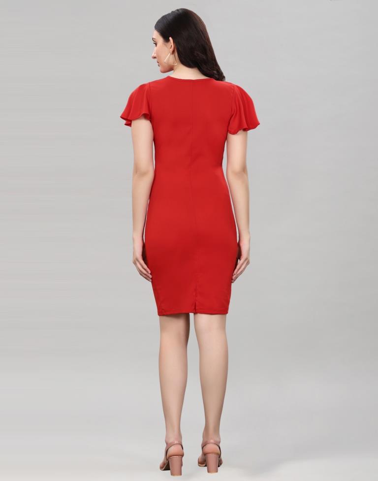Red Bell Sleeve Bodycon Dress | Leemboodi